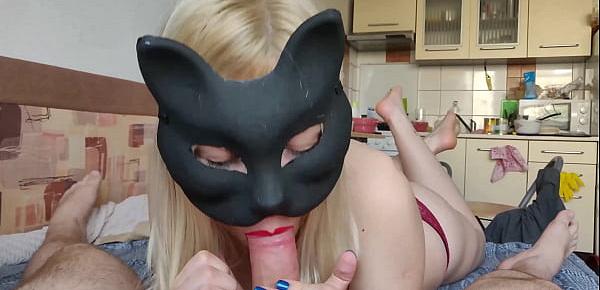  Femdom Blowjob from Young Mistress. Eyes Contact